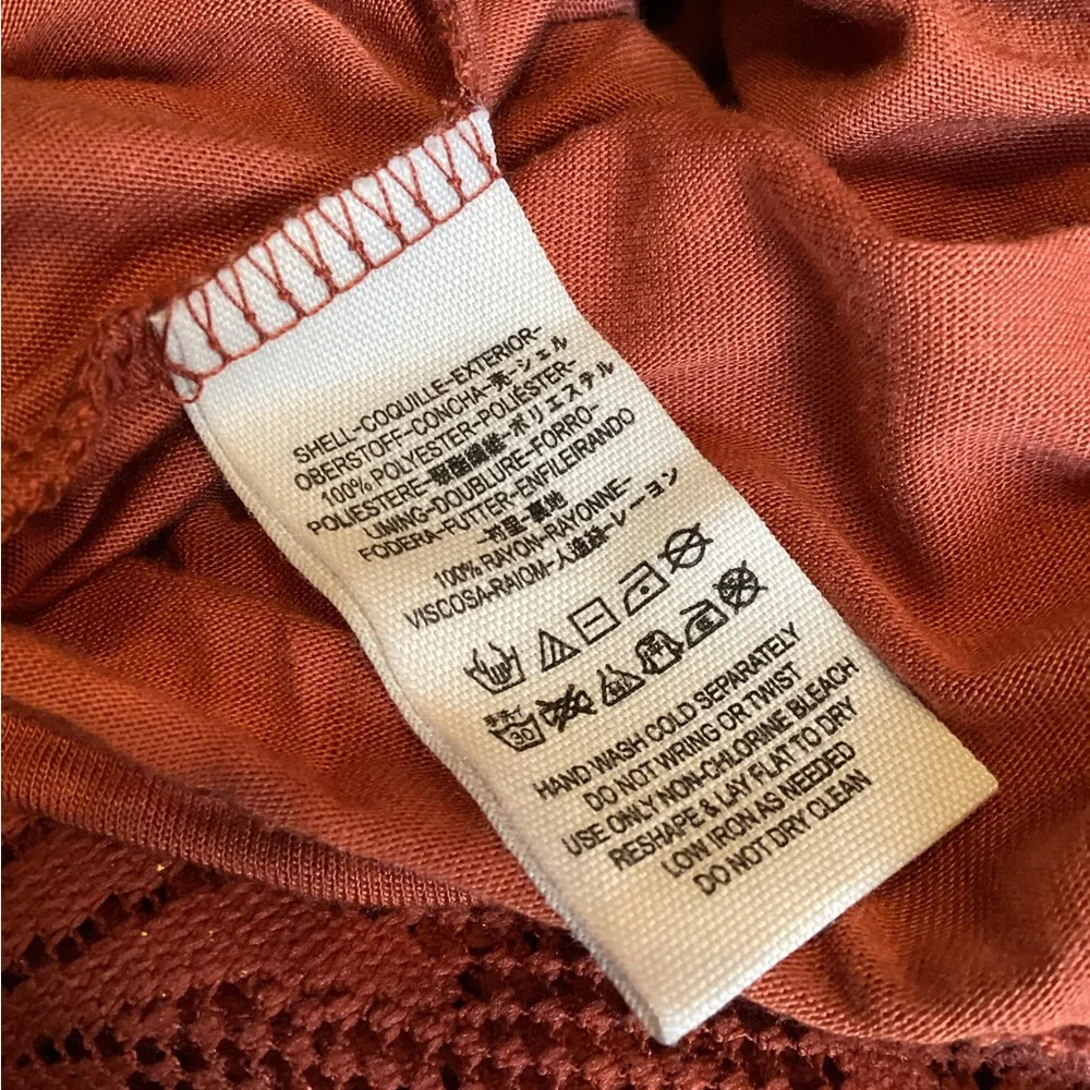 Free People Kristal Lace Salinas Foil Print Dress Rust Women's Size 4